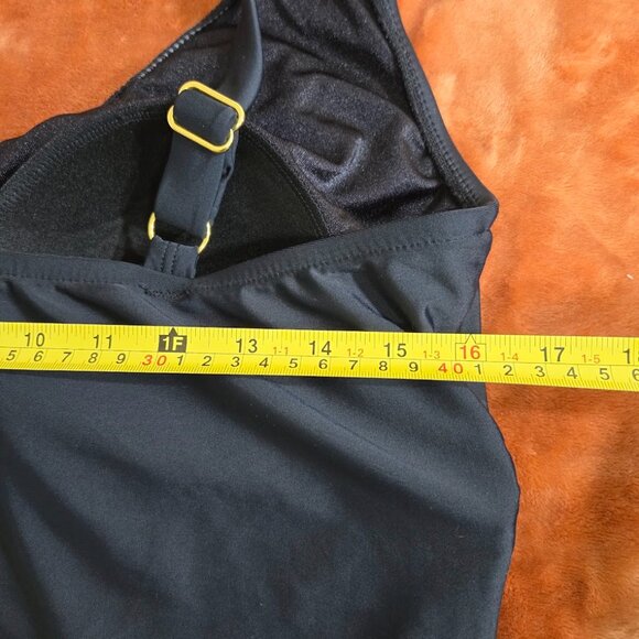 Black Ruched One-Piece Swimsuit Size 16W NWT - Picture 7 of 10